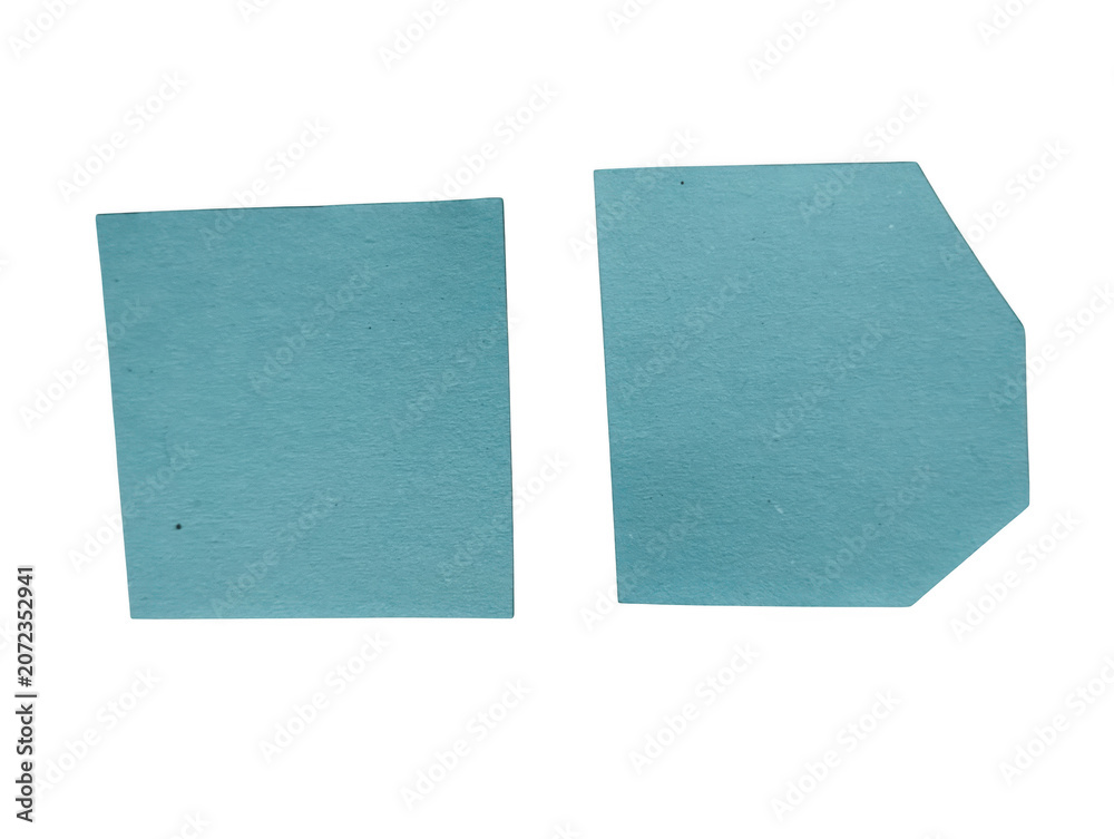 Fototapeta premium Two simple blue geometric shapes with a rough paper texture for creative graphic design projects isolated on transparent background