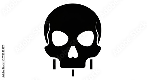 Black solid human skull icon silhouette.