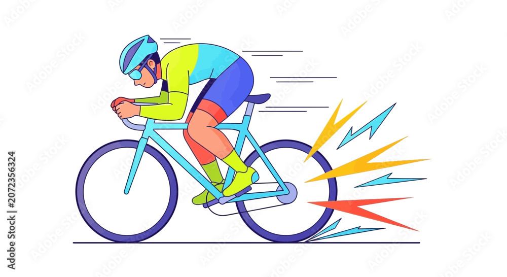 Fototapeta premium Cyclist Racing Bicycle Speed Motion Graphic