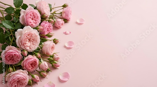 Elegant rose petals flatlay frame