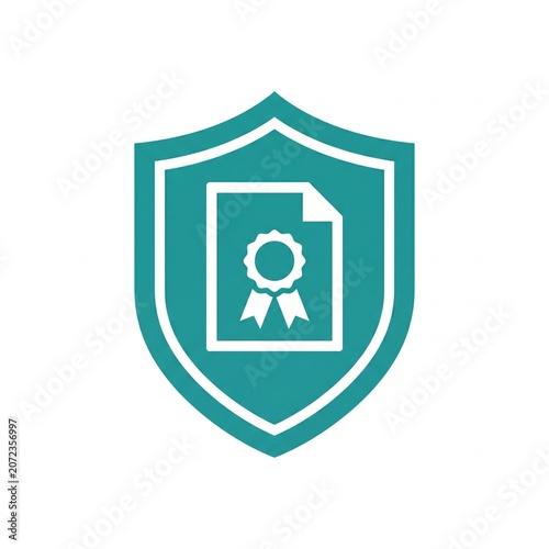 2D Flat Design Certification Shield Icon