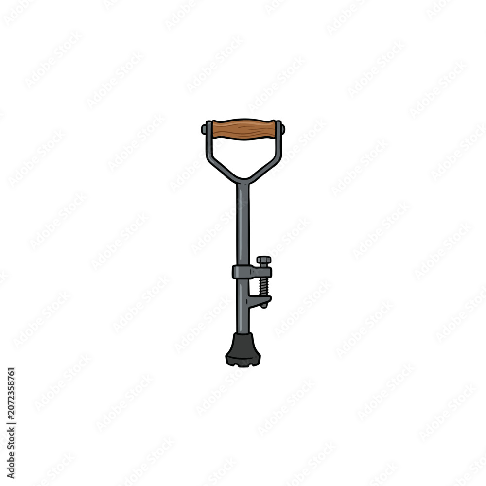 Naklejka premium Heavy Duty Steel Tamping Lever With Wooden Handle Adjustable Foot And Robust Construction Vector Illustration