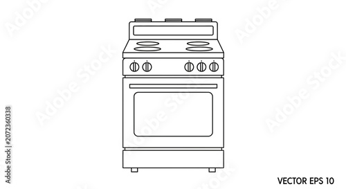 Tableau sur toile Outline illustration of a modern kitchen stove with oven and four burners