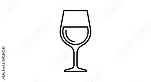 Bild auf Leinwand Minimalist wine glass icon, simple line art, isolated on white background