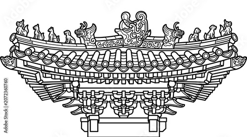 Traditional Chinese Roof Ornamentation Detail.