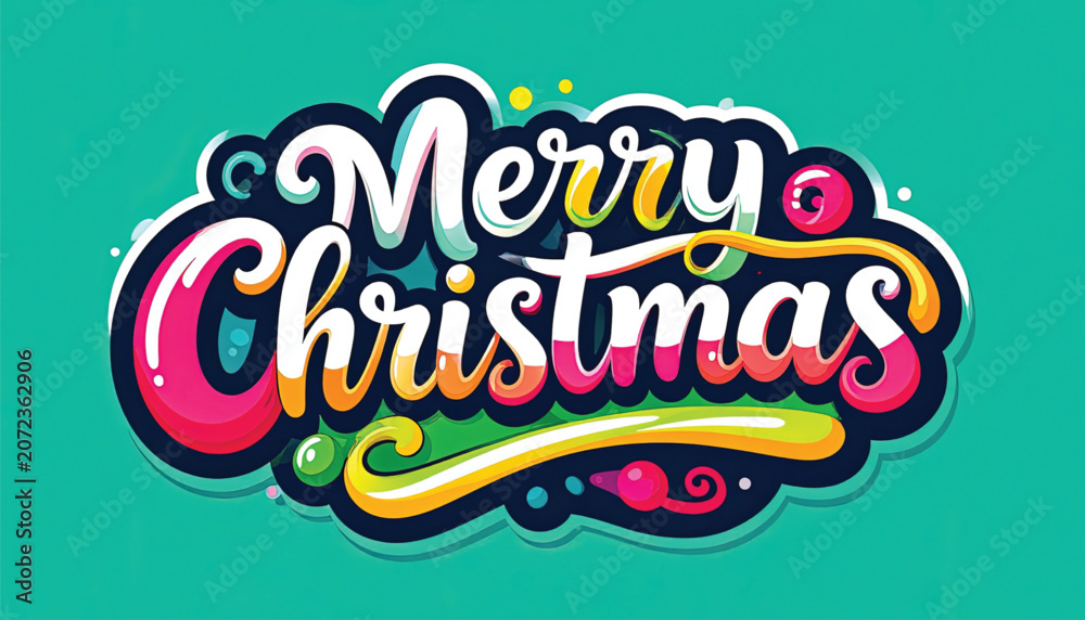 Fototapeta premium Merry Christmas Holiday Greeting Card Text.