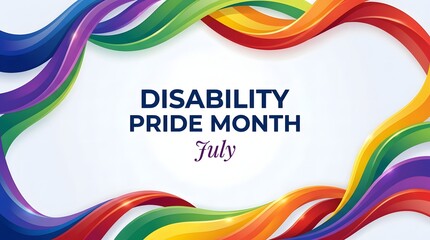 Disability pride month july awareness ribbon graphic