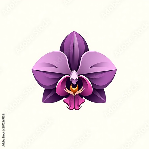 Purple Orchid Flower Illustration With Layered Glossy Petals