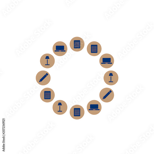 Circular Productivity Icon Ring With Blue And Tan Symbols