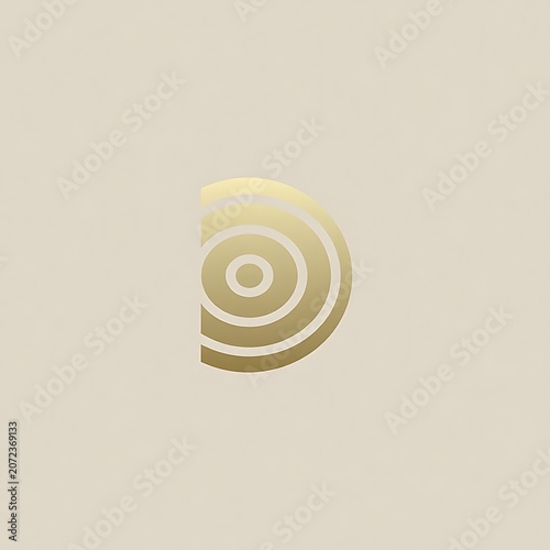 Gold Spiral Letter D Logo On Warm Neutral Background