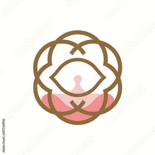 Gold Floral Eye Logo With Pink Lotus Petal Details
