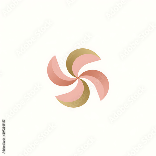 Soft Pastel Pinwheel Logo With Coral And Olive Petals