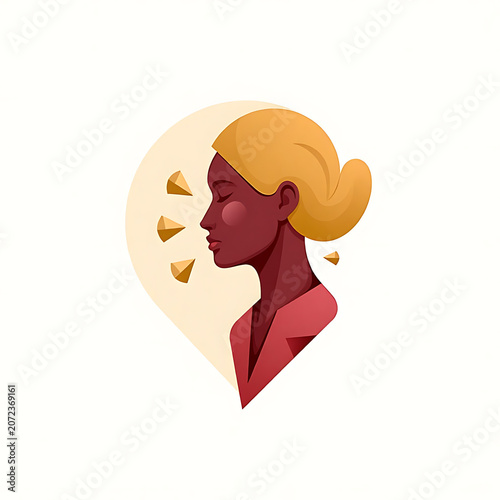 Elegant Female Profile Logo With Blonde Hair And Warm Halo
