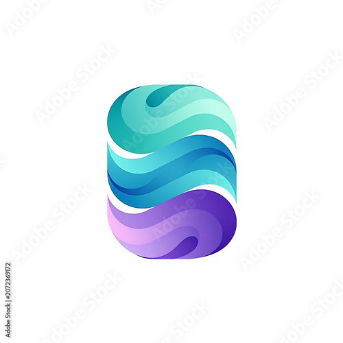 Wavy Aqua Gradient Square Logo With Teal Purple Layers