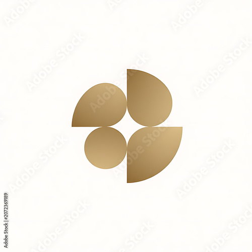 Metallic Gold Clover Logo With Circular Leaf Shapes