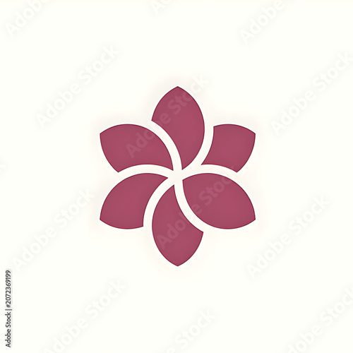 Burgundy Five Petal Flower Logo With White Center Cutout