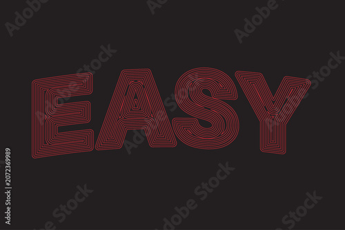 Easy neon line typography text effect with geometric outline editable vector design.