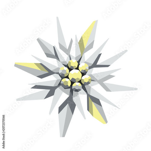 3D Style Geometric Edelweiss Flower Illustration