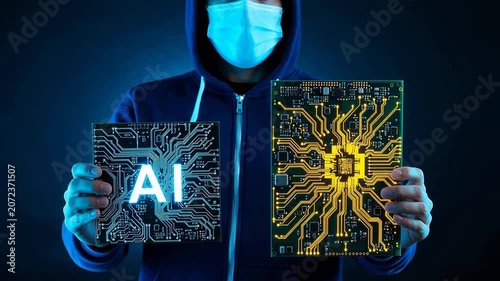 Person holding AI circuit boards