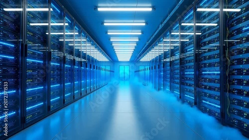 server room with blue lights