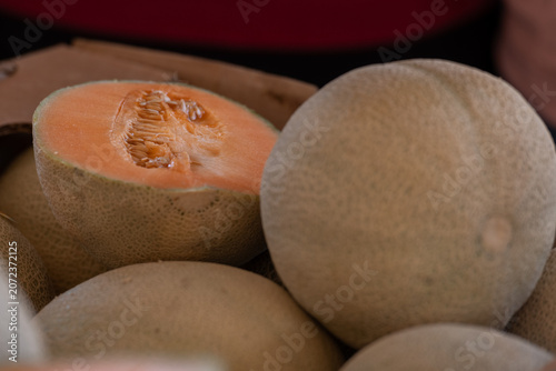 Принти на полотні Melons, a bulk supply of sweet, large, round tropical fruit