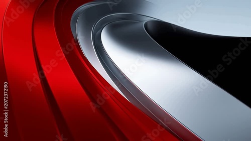 Abstract red and silver flowing shapes