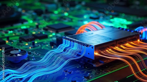 Electronic circuit board with glowing connections