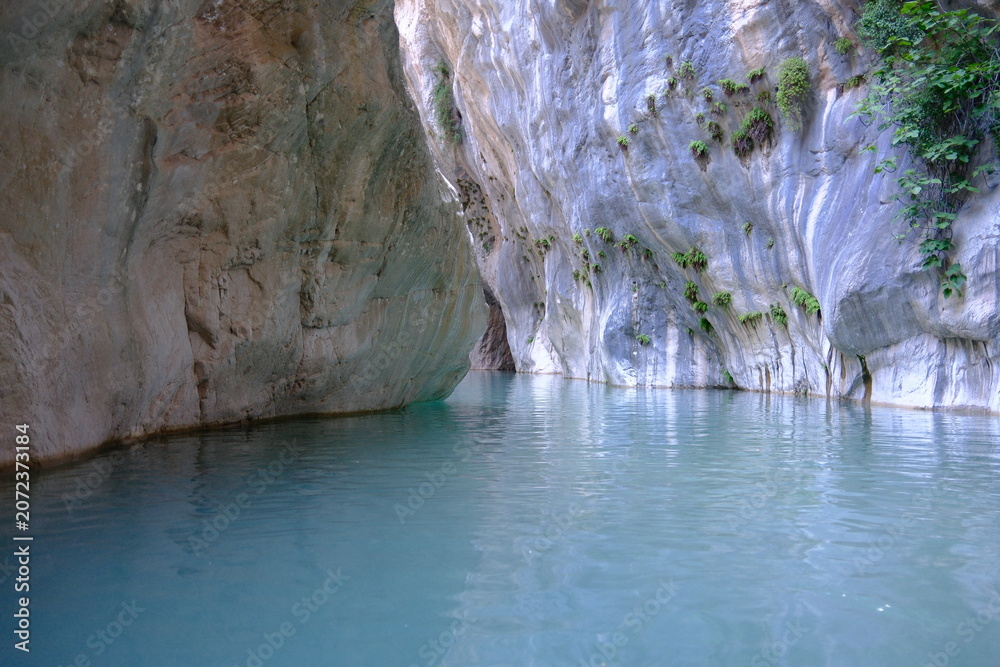 Fototapeta premium Interior view of Göynük Canyon, Antalya, Turkey. Narrow canyon passage inside Göynük Canyon