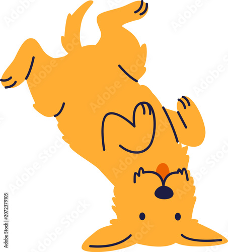 Cute Playful Dog Vector Illustration Lying on Back Isolated on White