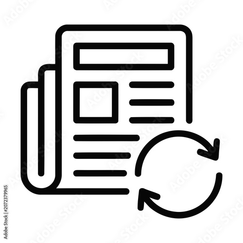 Obraz na plátně Flat Line Newspaper Refreshing Update Icon Symbol Graphic Element