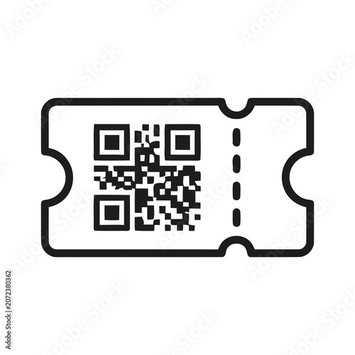 Minimalist Black Outline QR Code Ticket Design Graphic Element