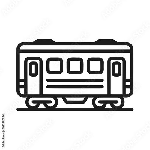 Simple Outline Art of a Passenger Train Carriage with Windows and Doors