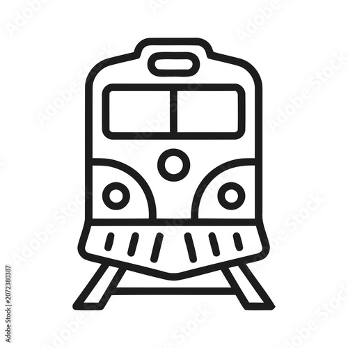 Modern Line Art Transportation Train Locomotive Front View Symbol Icon