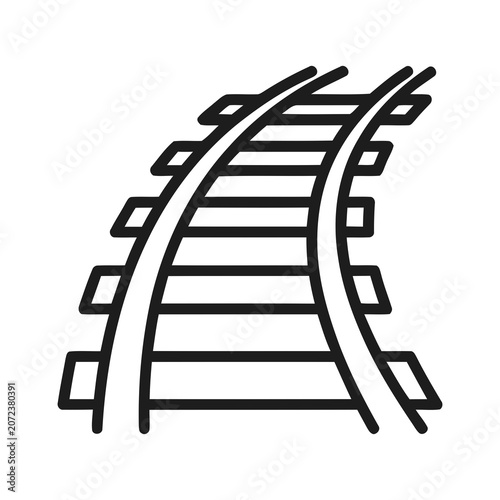 Simple Outline Curved Railroad Track Section Graphic Element Icon