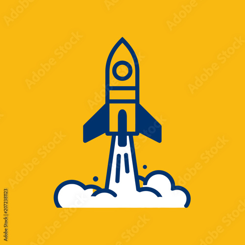 Rocket ship blasting off icon vector art