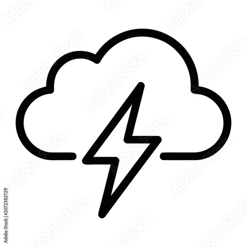 Quadro su tela Simple Outline Drawing of a Storm Cloud with a Lightning Bolt Symbol