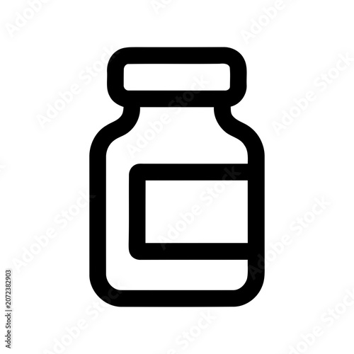 Outline Simple Medicine Bottle Shape Icon With Blank Label Space