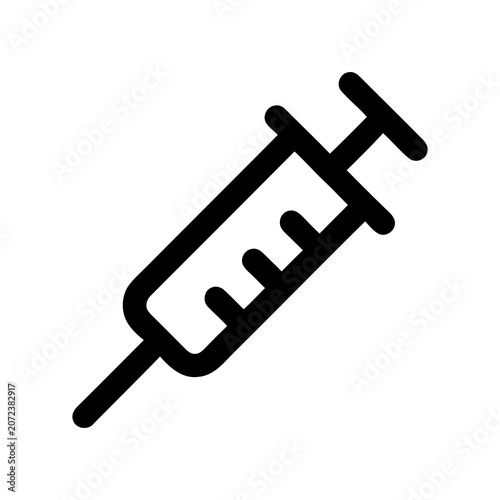 Simple Outline Drawing of a Medical Syringe Injector Tool Icon