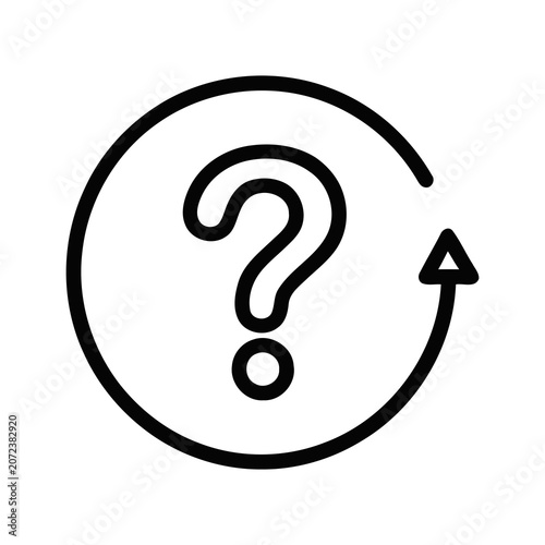 Outline Question Mark Inside Circular Arrow Symbol Icon