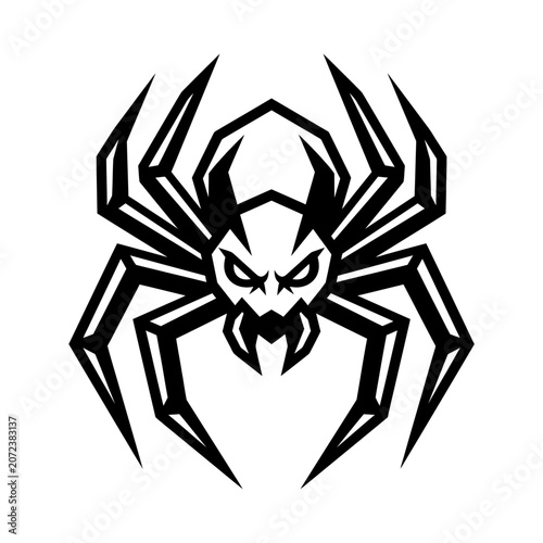 Stylized Spider Icon - Black and White Graphic Symbol