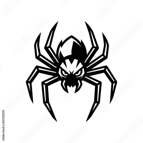 Scary Spider Mascot Logo - Black and White Vector Art