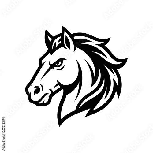 Stylized Horse Head Silhouette, Emblematic and Powerful Animal Portrait