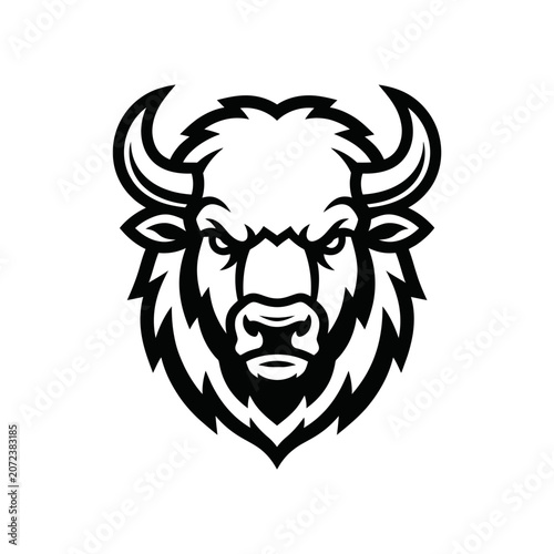 Bison Head Silhouette Icon Vector Art - Fierce Animal Symbol