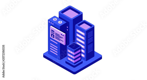 Blue 3D Cityscape Model.