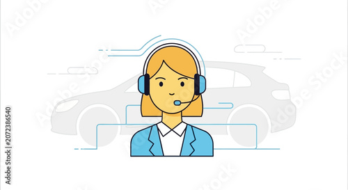 Woman Wearing Headset Customer Service.