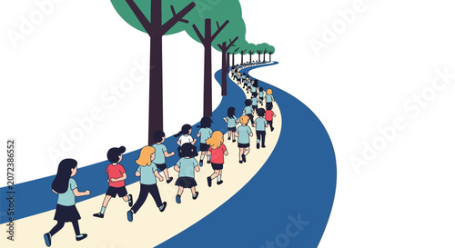 People Running on Sidewalk.