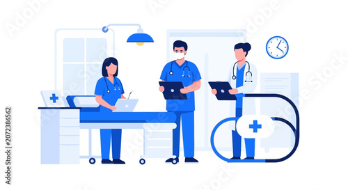 Medical staff in hospital setting.