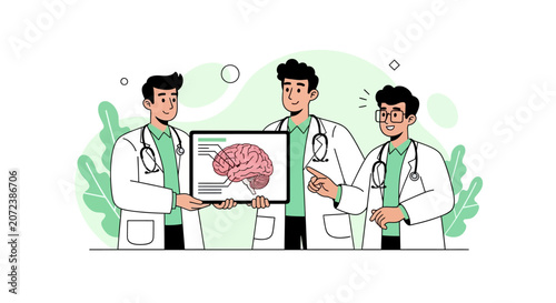 Doctors looking at brain scan.