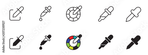 Photos Eyedropper Tool Icon Set, Color Picker Selector and Graphic Sampling Fluid Vecto