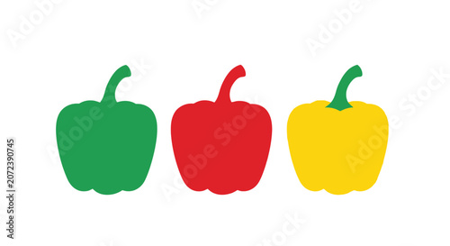Obraz na płótnie Three colorful bell peppers in a row.
